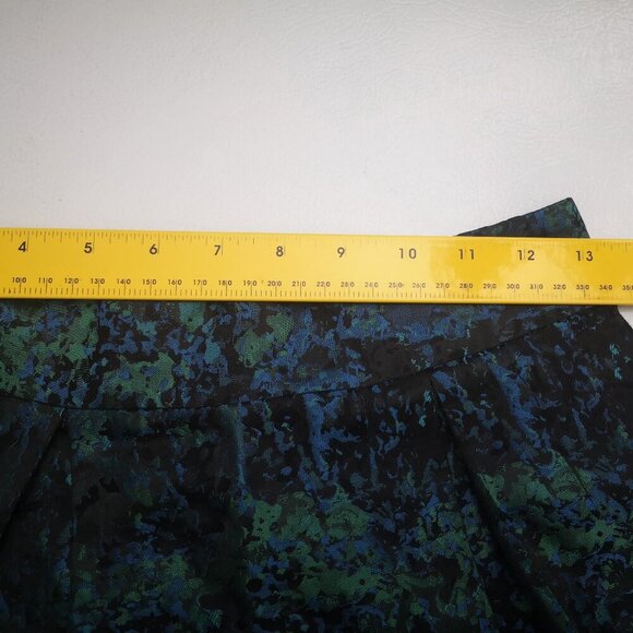Banana Republic Ladies Size 00 Petite Green Blue Black Patterned A-line Skirt - Picture 8 of 9